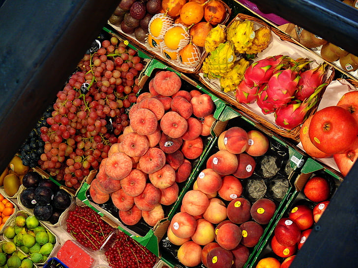 frukter, bär, äta, friska, läckra, frukt, röd