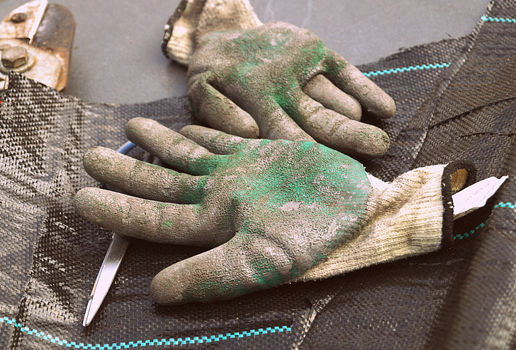 gloves, work gloves, gardening, craft, cover, tool, scissors