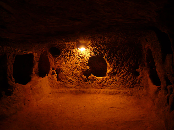 underjordisk stad, Turkiet, underground, utrymme, Cappadocia, Vardagsrum, hem