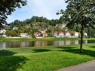 Rathen, Elbe, Saxon Sveits, frakt, vann, Lake, arkitektur
