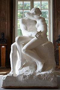 öpücük, heykel, Rodin, Mermer, Paris, Fransa
