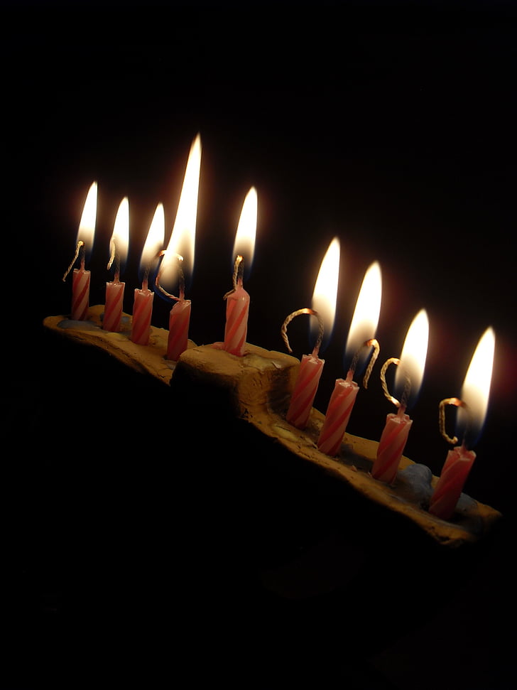 Hanukkah, porabili, svetlobe, luči, vere, Svečnik, dekoracija