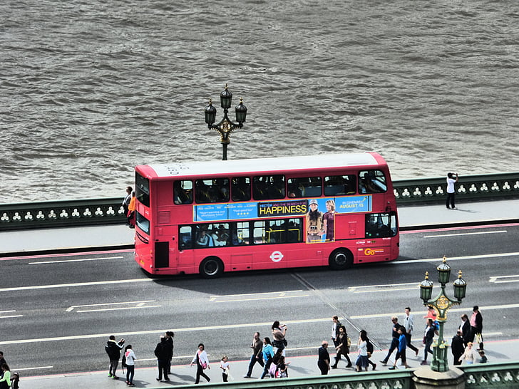 Engeland, bus, Londen, dubbeldekker bus, straatbeeld, verkeer, kunst