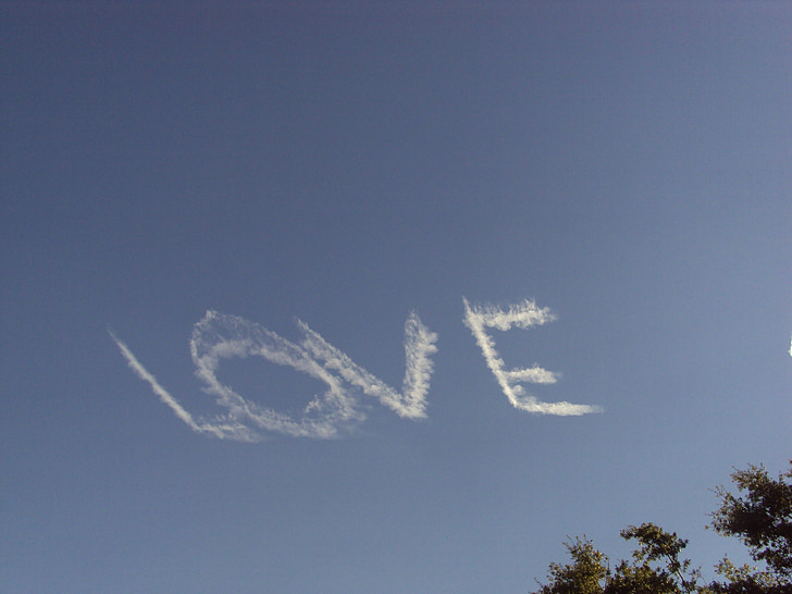 love, sky, word