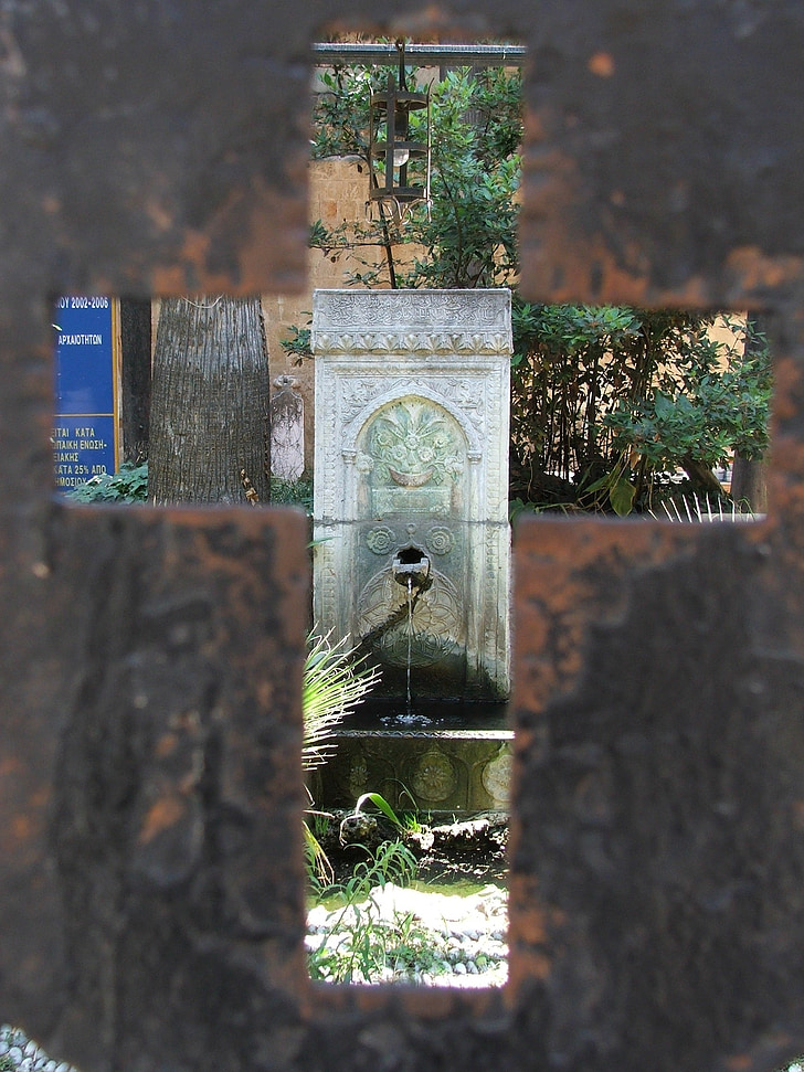 križ, Fontana, vode, kamena, protok, vjera, krstiti