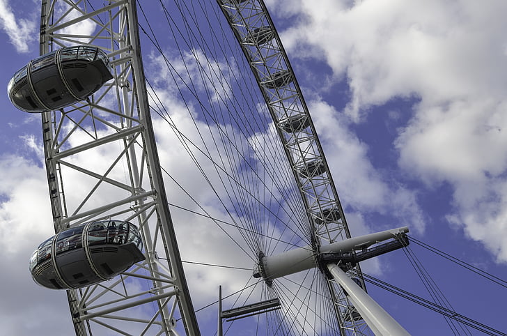 London Eye-maailmanpyörä, Maailmanpyörä, Mielenkiintoiset kohteet:, Lontoo, Englanti, Iso-Britannia, taivas