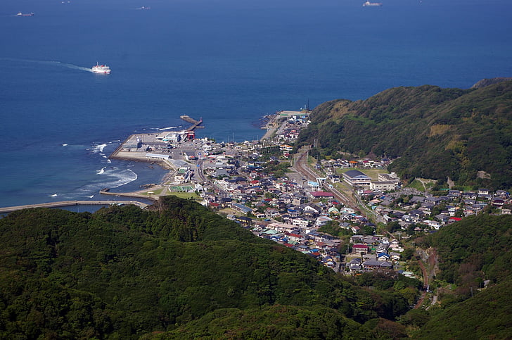 Baie de Tokyo, Japon, Ferry, port de Kanaya, paysage, nokogiriyama
