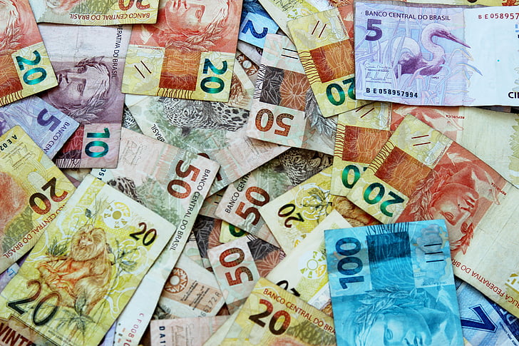 hlasovací lístky, peníze, skutečné, Poznámka:, Brazilská měna, Brazílie, padesát dolarů