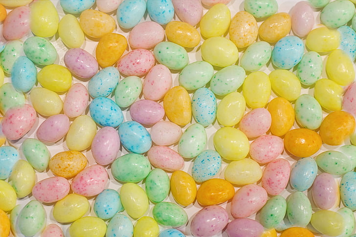 Pasen, Jelly beans, snoep, pastels, achtergrond, ronde, snoep