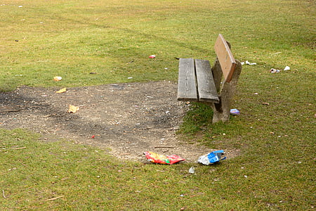 pollution, environment, nature, garbage, waste, bench, bank