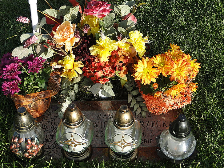 candles, light, memory, cemetery, all saints ' day, tribute, honor