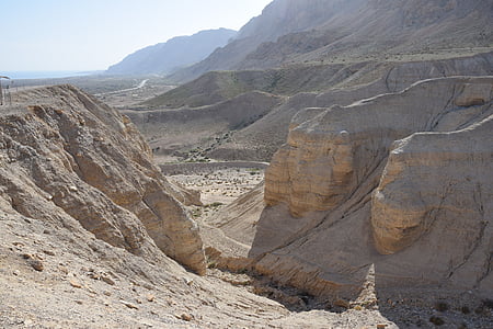 deserto, Qumran, desfiladeiro, o sol, seca, cavernas, Israel