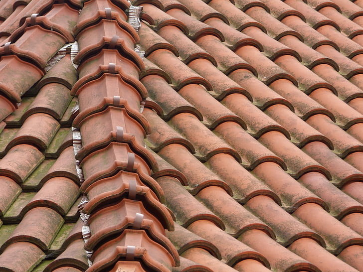 o telhado da, telha, textura, wielospadowy, telhas, velho, capa