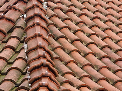 na dachu, Dachówka, tekstury, wielospadowy, płytki, stary, okładka