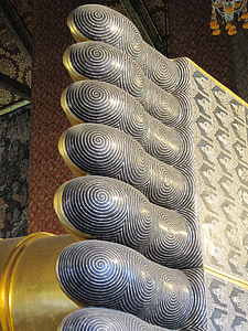 tailandès, Temple, dits dels peus, escultura, símbol, wat, antiga