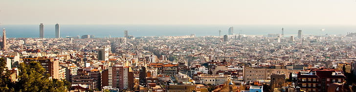 Miasto, Panoramica, Barcelona, Hiszpania, podróży, Europy, arquitecture