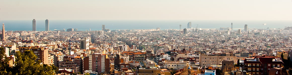 város, Panoramica, Barcelona, Spanyolország, utazás, Európa, arquitecture