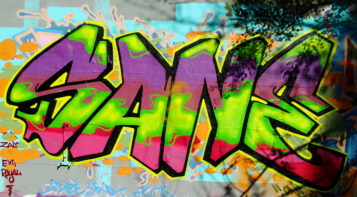Graffiti, Color, colorido, decorativo, aerosol, arte, creatividad