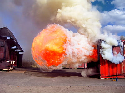 feu, explosion, formation, Backdraft, danger, fumée - structure physique, flamme
