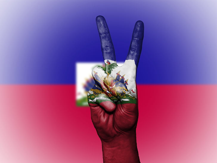 Haiti, béke, kéz, nemzet, háttér, banner, színek