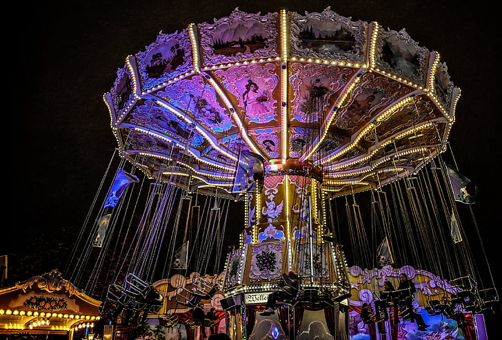 year market, carousel, night, ride, carnies, fair, folk festival