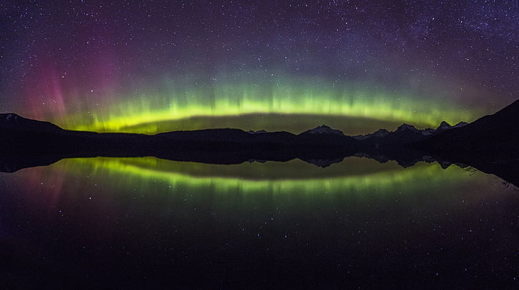 Aurora borealis, naktī, Kāvi, Astronomija, atmosfēra, fenomens, tumša