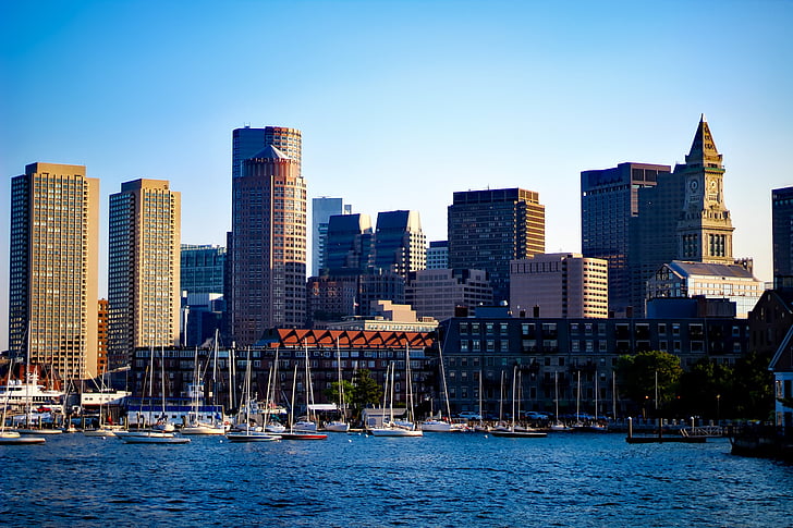 Boston, Massachusetts, Miasto, Urban, Skyline, gród, budynki