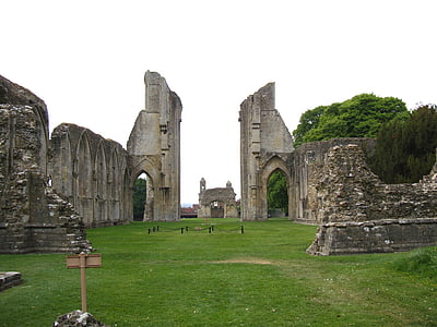 England, Storbritannien, Glastonbury abbey, ruinerna, gamla, historiska, landmärke