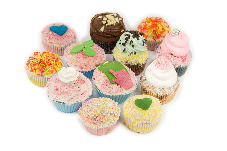 cupcakes, godteri, søt, bakeri, deilig, krem, design