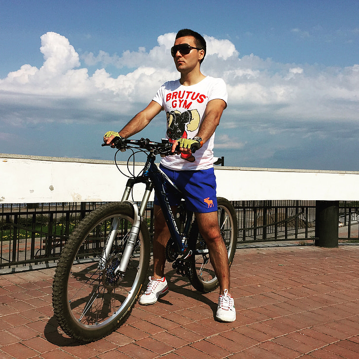 bike, sports, mountain bike, summer, blue sky, sky, clouds