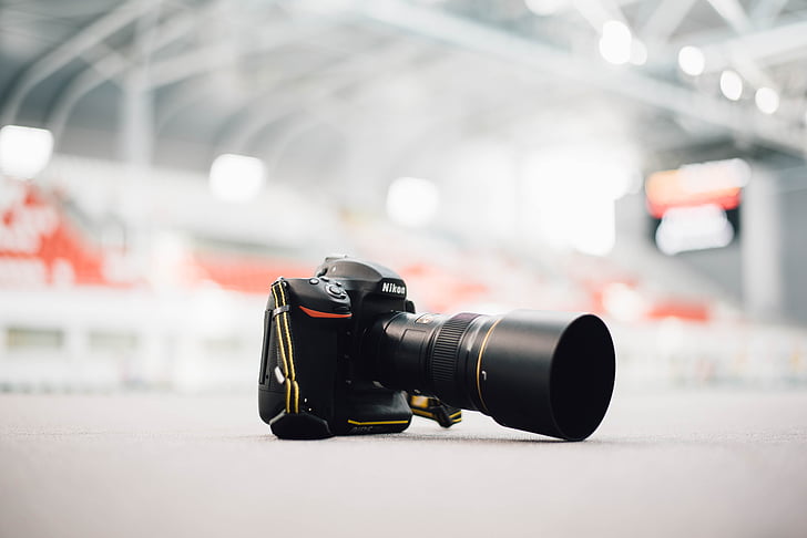 black, camera, lens, photography, accessory, table, blur