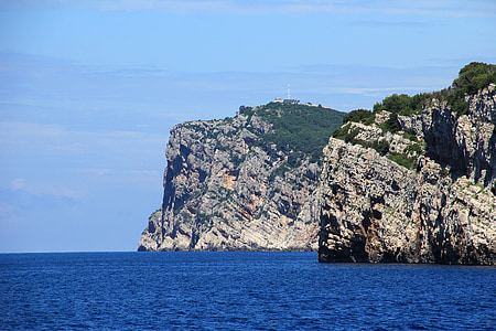Horvátország, tengerpart, szikla, Kornati-szigetek, nemzeti park, kék, tenger