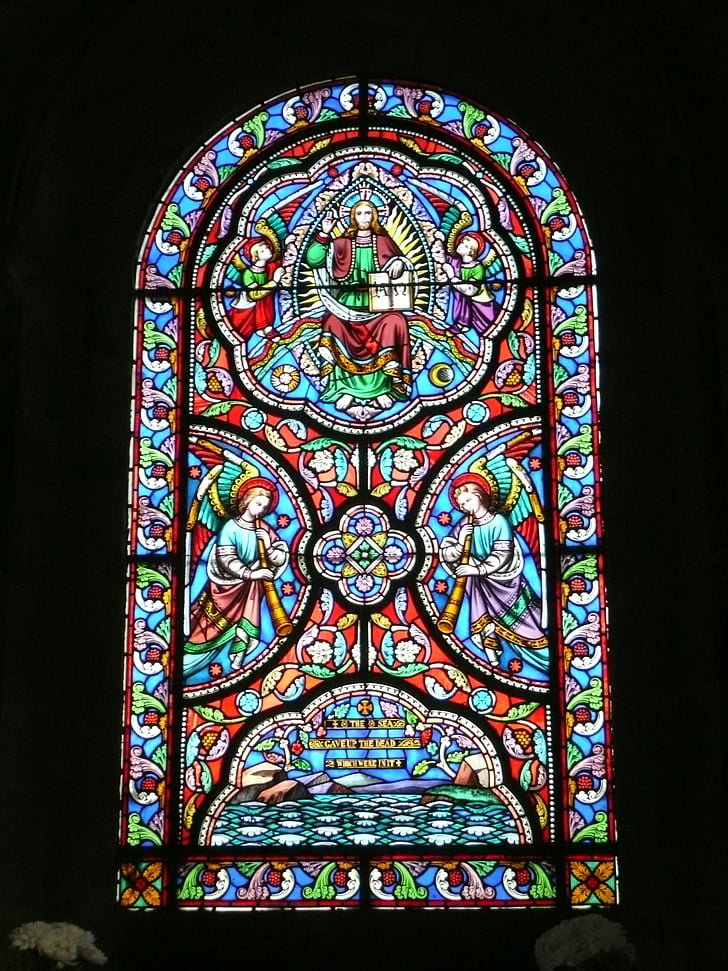 iekrāso, stikls, baznīcas logu, arhitektūra, baznīca, logu stikls, svēts