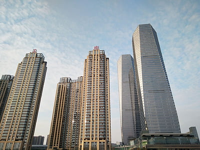 taivas, rakennus, pitkä, pilvenpiirtäjä, arkkitehtuuri, moderni, City