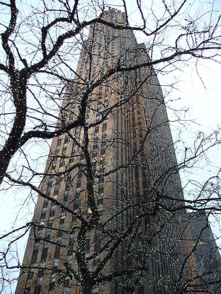 Rockefeller center, Grattacielo, Nowy Jork, zimowe, Manhattan, Edificio