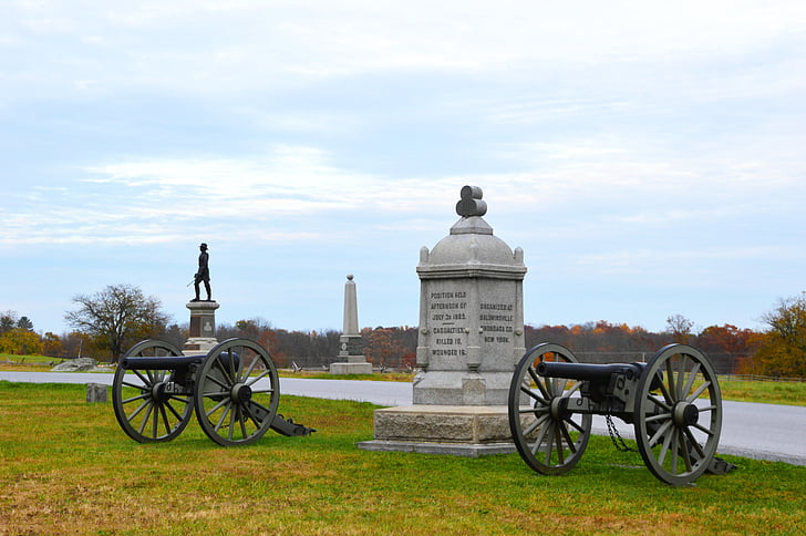 Cannon, vēsture, kaujas, militārās, Gettysburg, statuja, pieminekļu