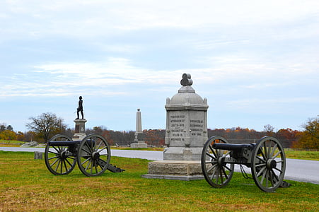 kanon, historie, kamp, militære, Gettysburg, statuen, monument