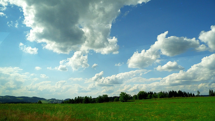 krajina, mraky, obloha, Příroda, pole