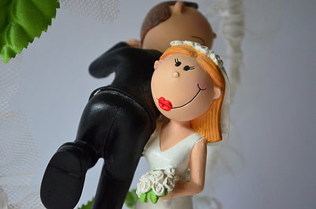 wedding, bride and groom, figures, pie gesteck, marriage, women, fashion