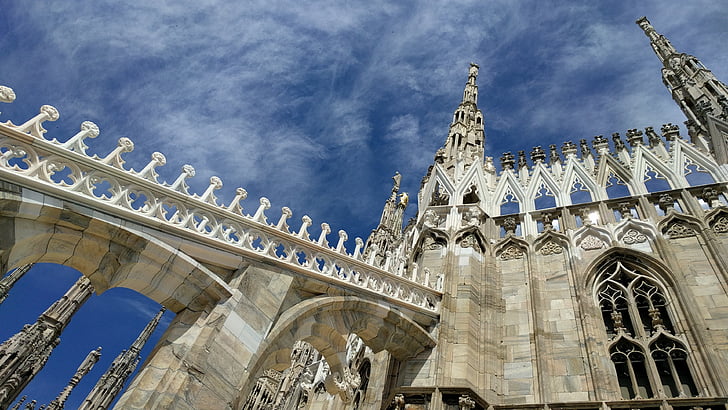 modrá obloha, kostel, kopule, Milan, Cloud - sky, Architektura, obloha