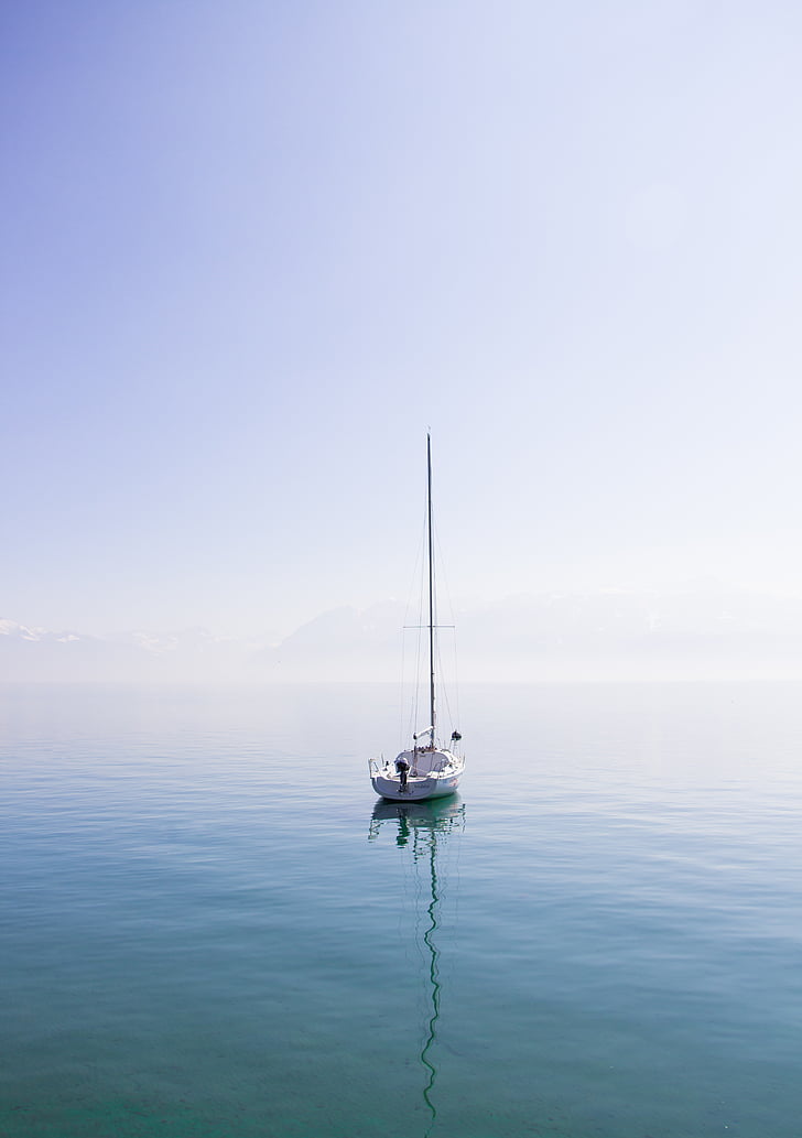 λευκό, ταχύπλοο σκάφος, Ωκεανός, της ημέρας, στη θάλασσα, μπλε, νερό