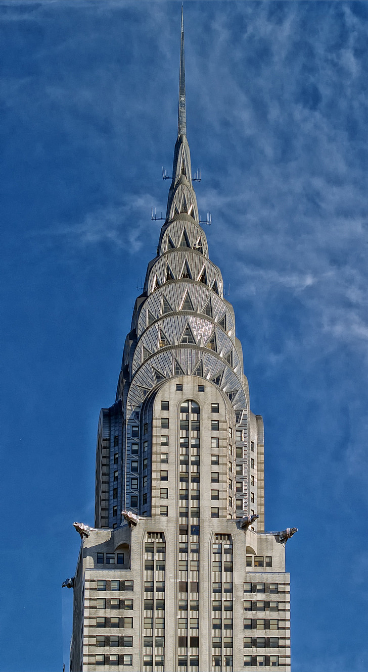 edifício Chrysler, cidade de Nova york, arranha-céu, Torre de Chrysler, céu, nuvens, linha do horizonte