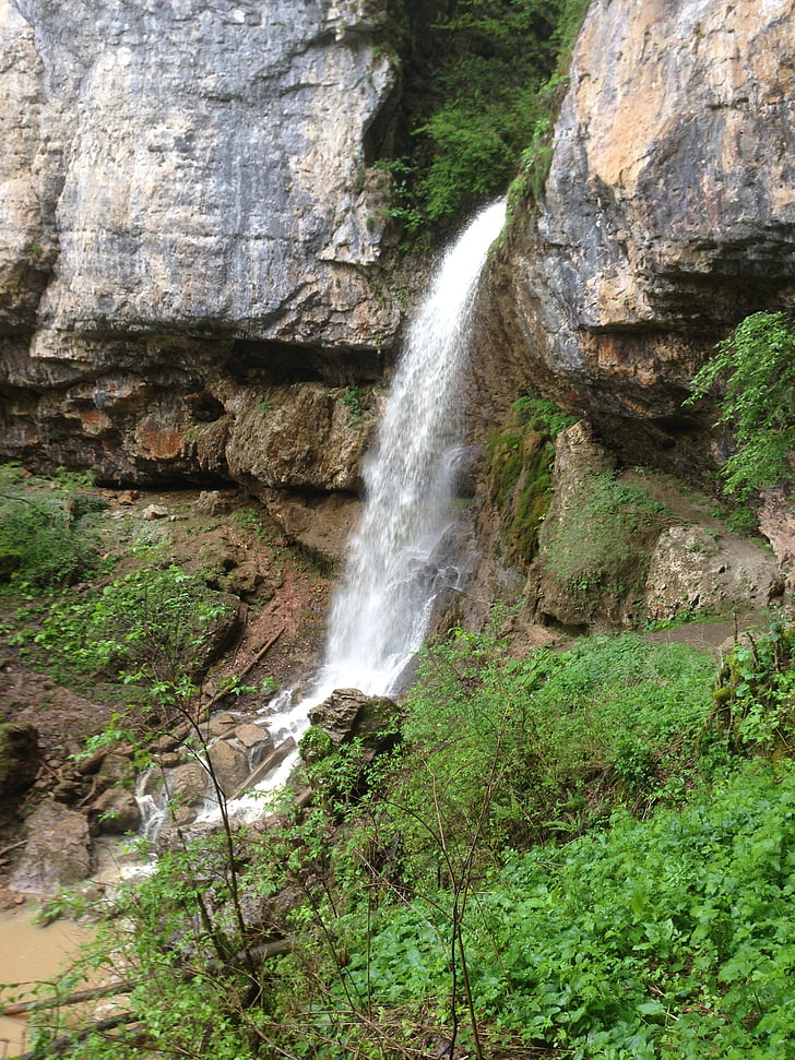 waterfall, mountain river, nature, wild, autumn, water, russia