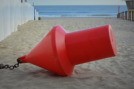 buoy, red buoy, sea, beach