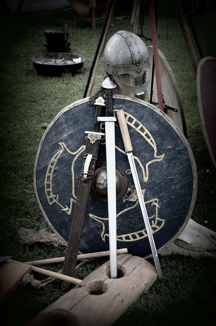 меч, щит, лицар, Герб, керма, середньовіччя, мечі