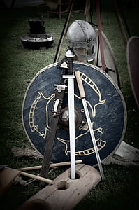 espada, Escudo, Caballero, capa de brazos, Helm, edad media, espadas