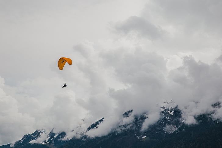 switzerland, paragliding, swiss, mountain, cloudy, high mountain