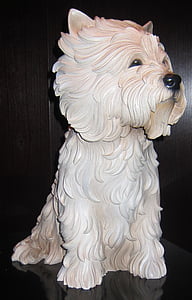 Blanco, Terrier, escultura, madera, talla policromada, Jeff, Koons