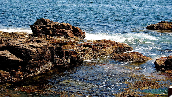 Maine, Oceaan, kust, oever, zeegezicht, schilderachtige, kust
