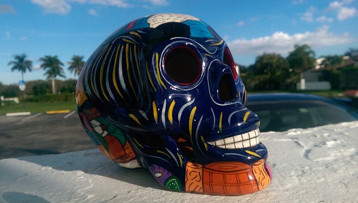 kaukolė, mirusiųjų diena, Meksikos, simbolis, mirusiųjų, cukraus kaukolė, skeletas